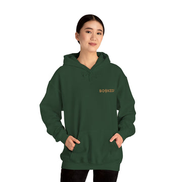 Minimalist BOOKED Hoodie - Unisex Heavy Blend™ Hooded Sweatshirt - Burned Sand Text Design