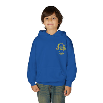 Youth Hoodie with Minimalist Embroidered Yellow °Studio Buddy° Character