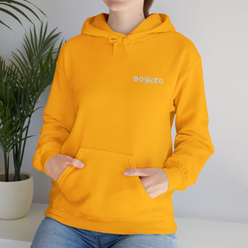 Minimalist BOOKED Hoodie - Unisex Heavy Blend™ Hooded Sweatshirt - White Text Design