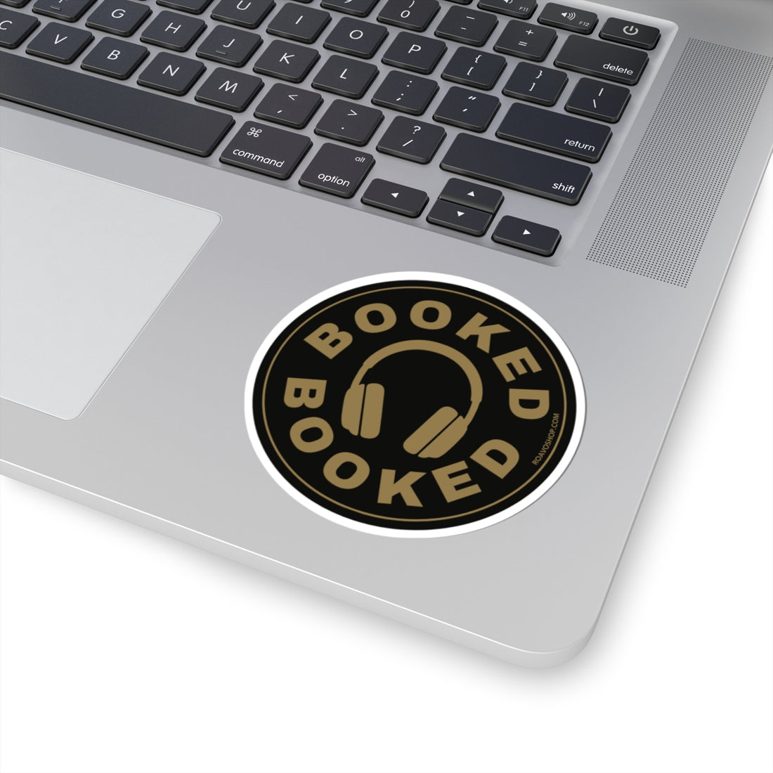 "BOOKED" Gold & Black Vinyl Sticker | Professional Audio Gear Decal | High-Quality Water-Resistant Sticker