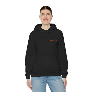 Minimalist BOOKED Hoodie - Unisex Heavy Blend™ Hooded Sweatshirt - Ocre Text Design