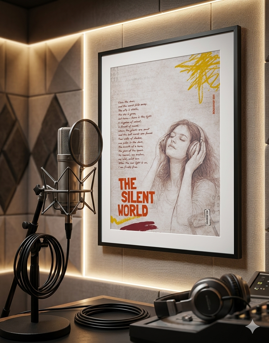 Poetic Voice Over Art Poster | "The Silent World" Studio Wall Decor | Premium Matte Vertical Print