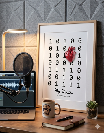 Human Voice Concept Art Poster | Binary Code & Heart Wall Art | "My Voice" Studio Decor | Premium Matte Vertical Print