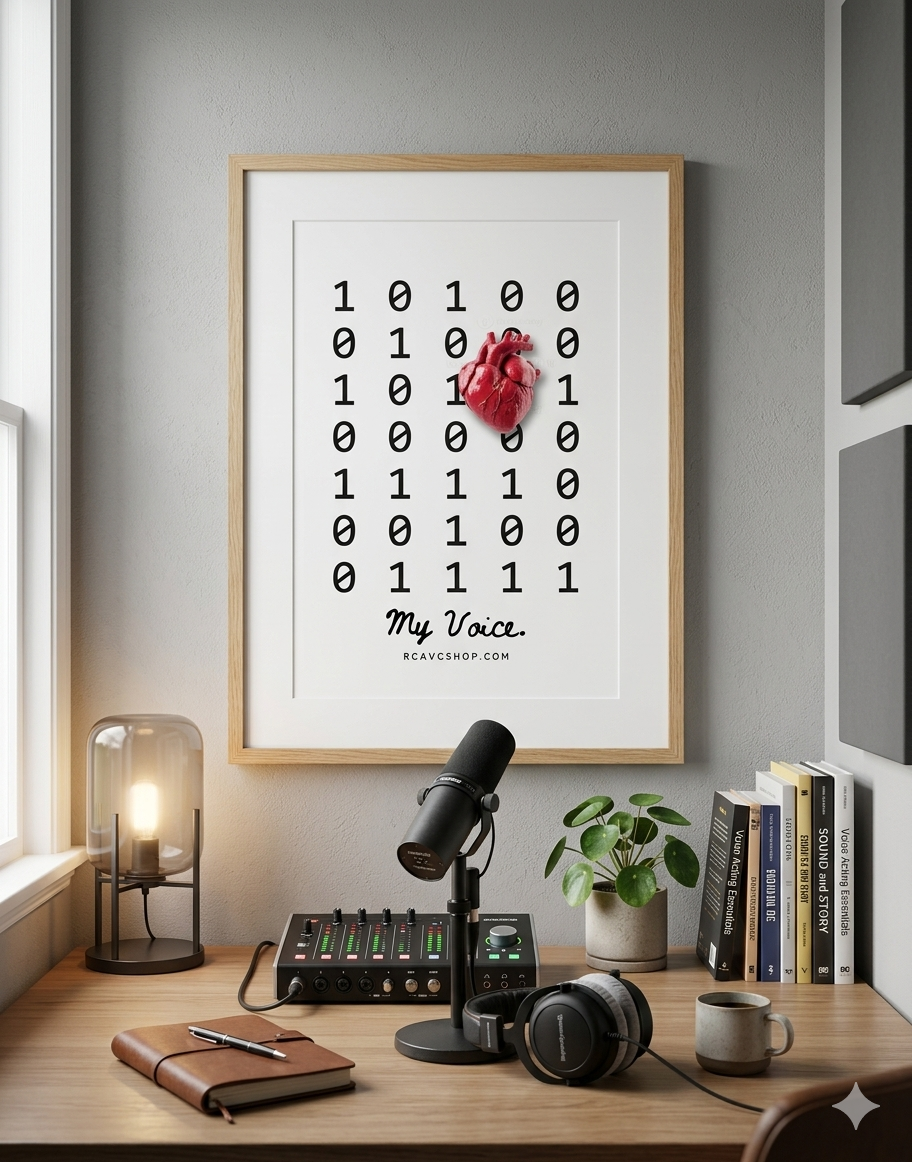 Human Voice Concept Art Poster | Binary Code & Heart Wall Art | "My Voice" Studio Decor | Premium Matte Vertical Print