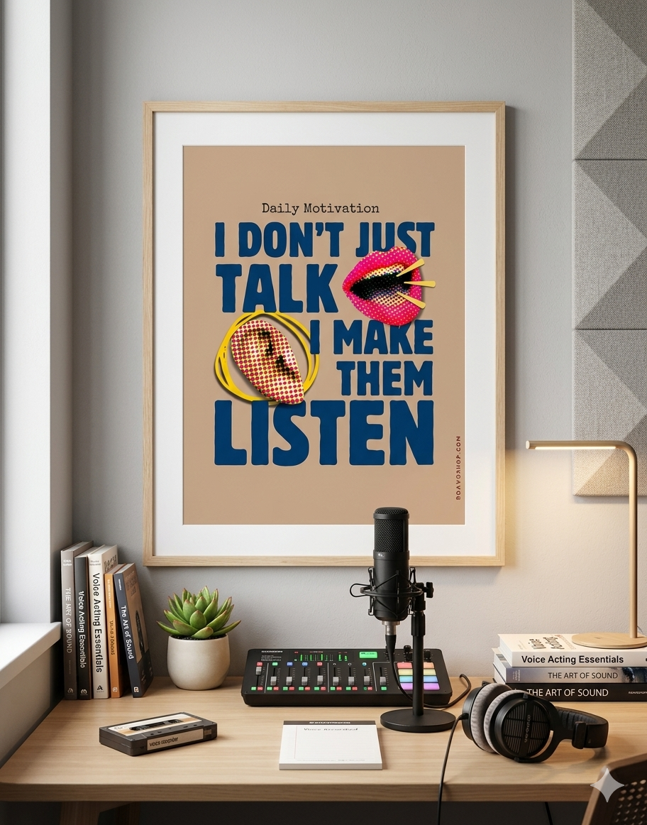 Motivational Voice Over Art | "I Don't Just Talk I Make Them Listen" Poster | Premium Matte Vertical Print