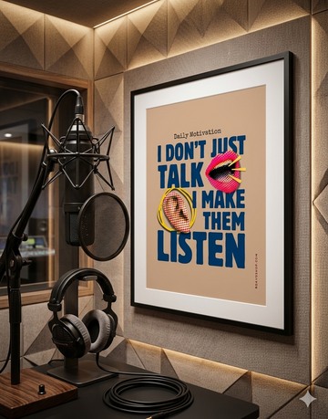 Motivational Voice Over Art | "I Don't Just Talk I Make Them Listen" Poster | Premium Matte Vertical Print