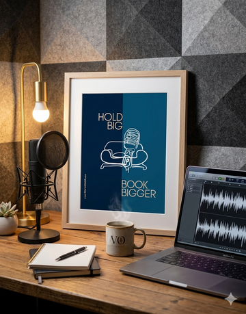Minimalist Voice Over Poster | "Hold Big Book Bigger" Studio Art | Premium Matte Vertical Print