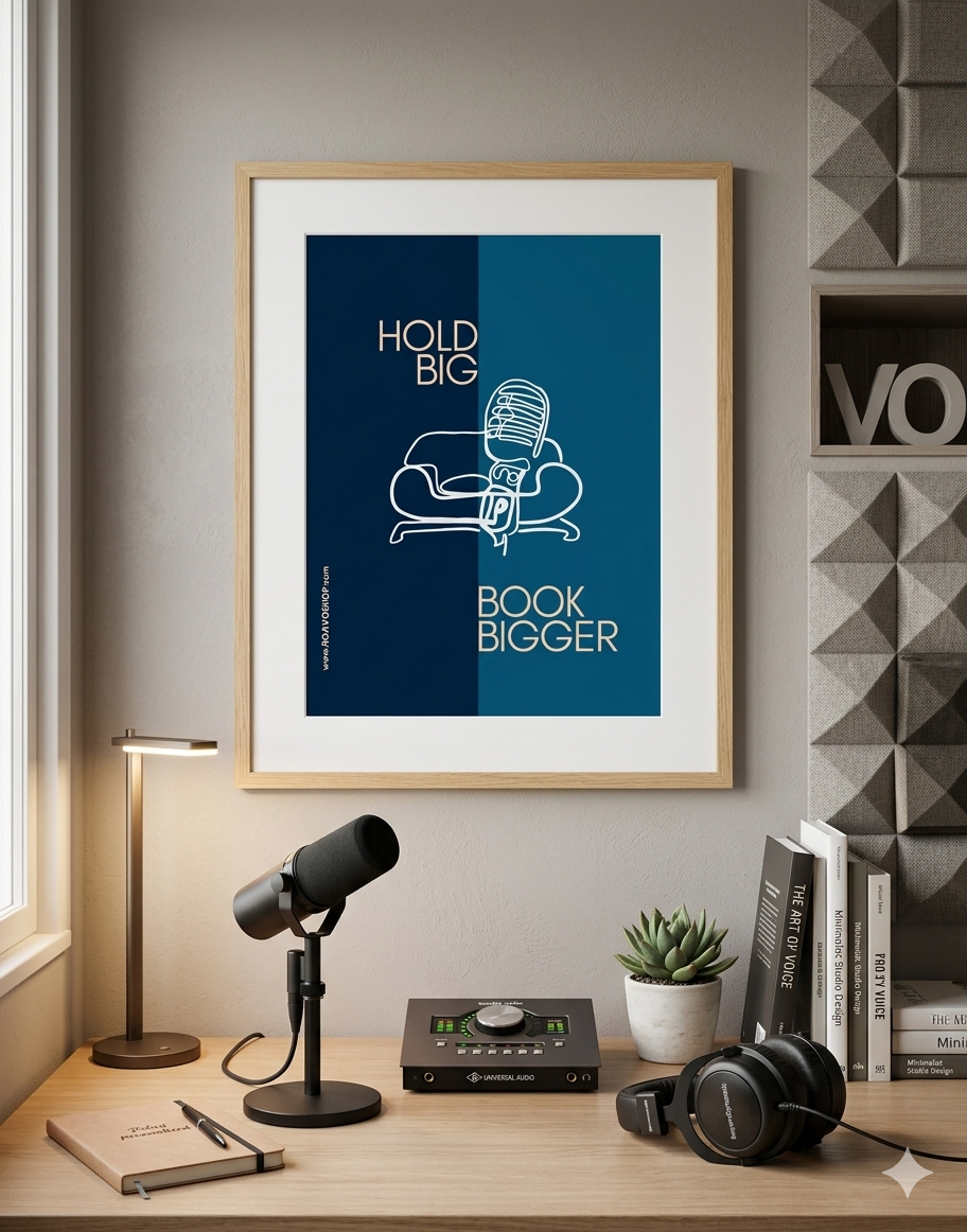 Minimalist Voice Over Poster | "Hold Big Book Bigger" Studio Art | Premium Matte Vertical Print