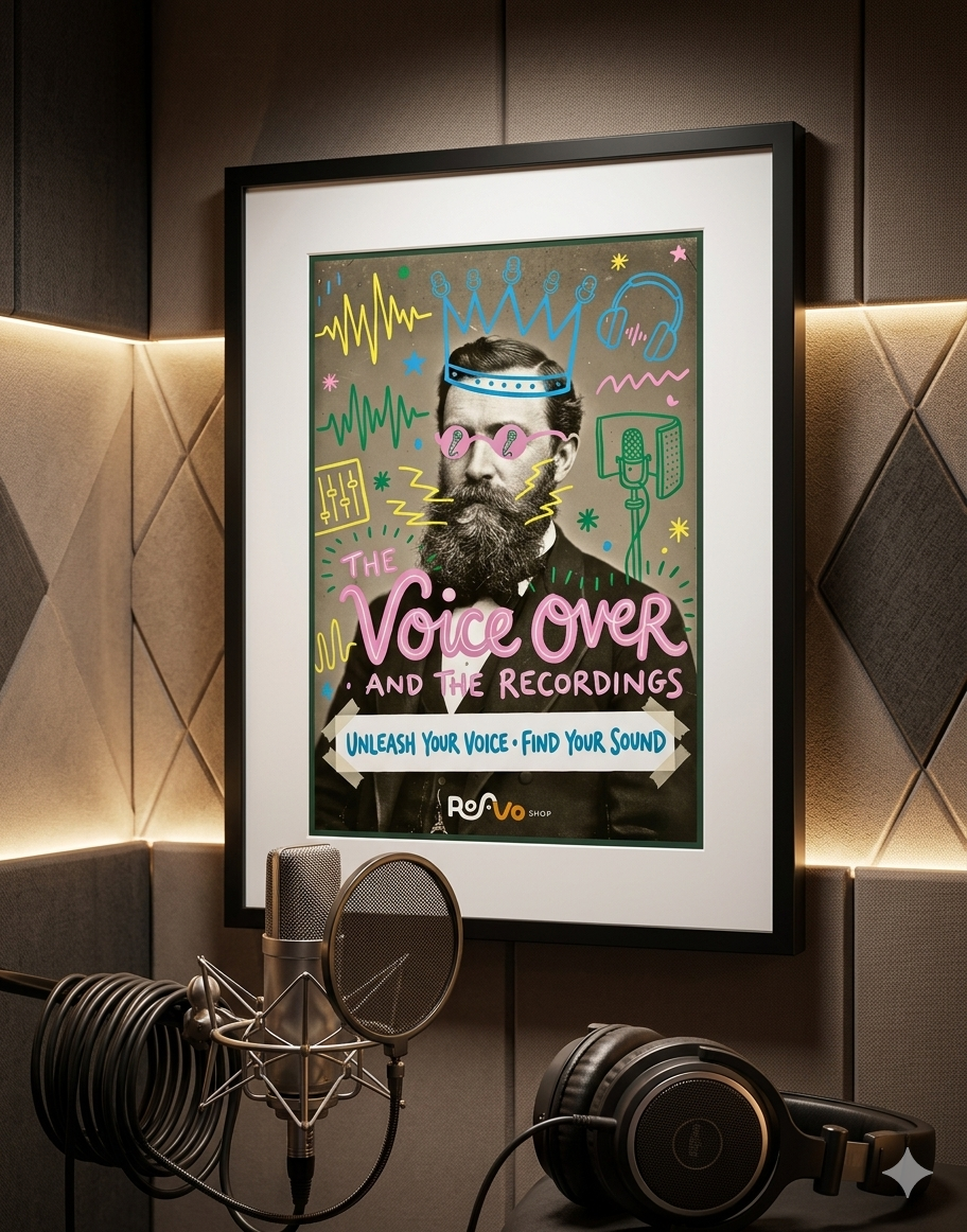 Vintage Voice Over Art Poster | "The Voice Over and The Recordings" | Premium Matte Vertical Print