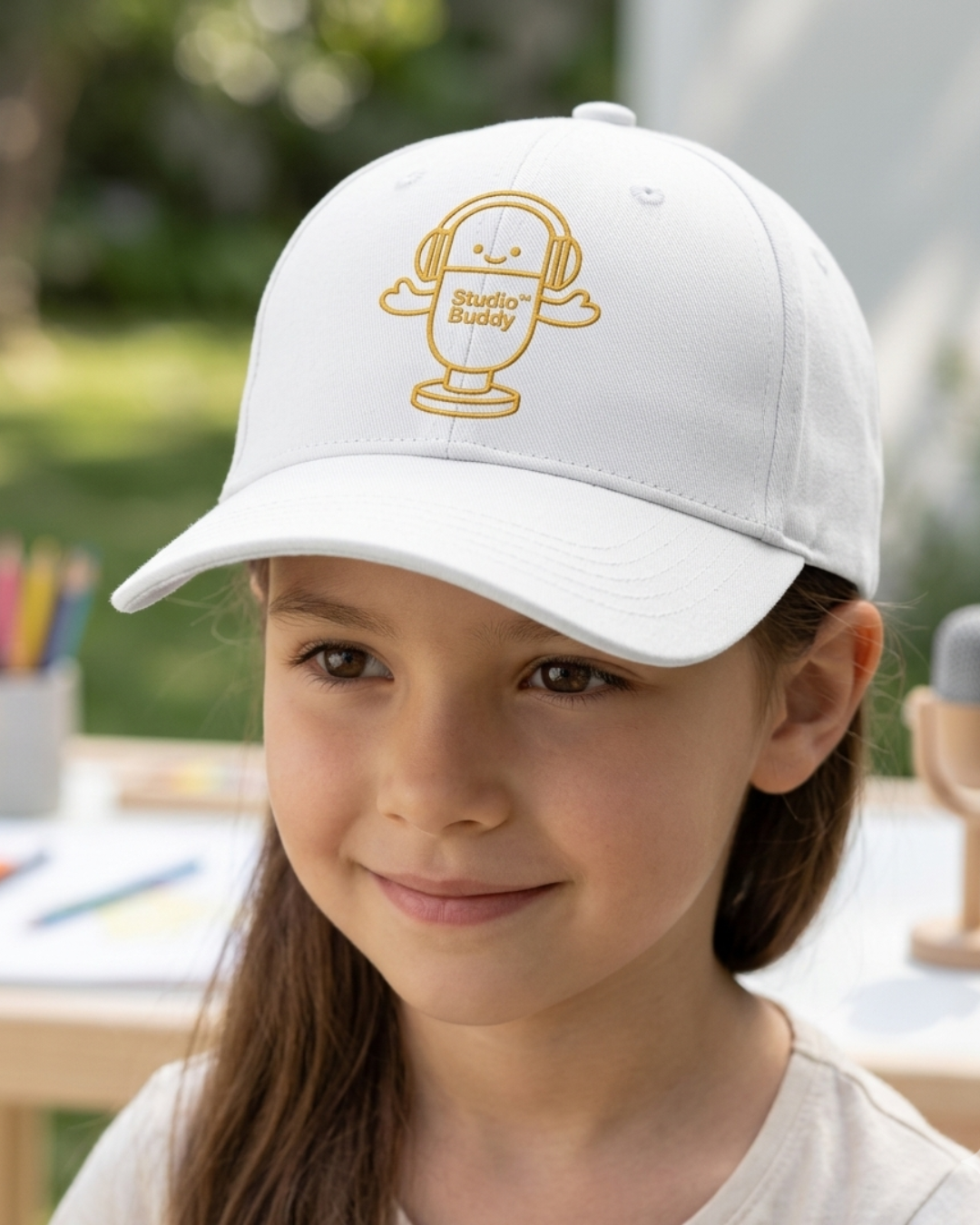 Yellow Studio Buddy™ Kids Embroidered Hat | Cute Microphone Youth Baseball Cap