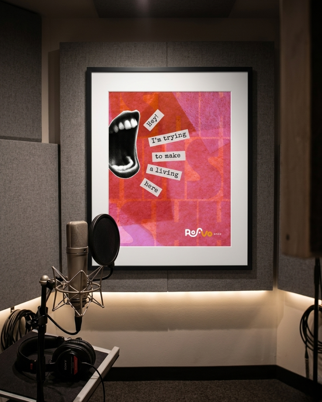 Funny Voice Over Poster | "Hey! I'm Trying to Make a Living Here" | Premium Matte Vertical Print