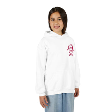 Youth Hoodie with Minimalist embroidered Pink °Studio Buddy° Character