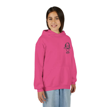 Youth Hoodie with Minimalist Embroidered Black °Studio Buddy° Character
