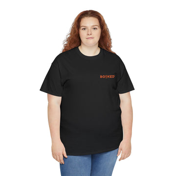 Unisex Heavy Cotton Tee with Minimalist embroidered Ocre °BOOKED° T-Shirt