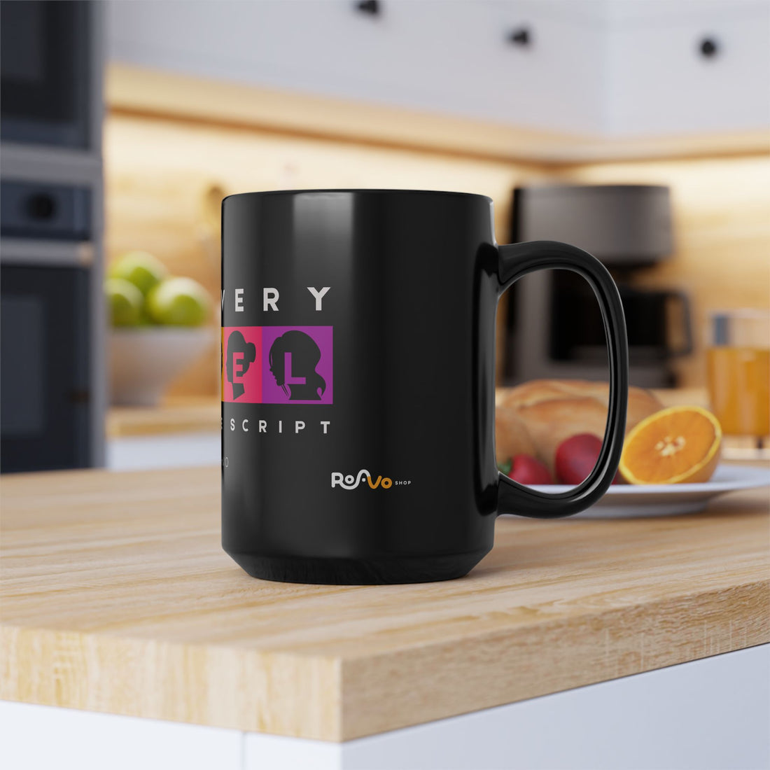 I’m Every Vowel Black Glossy Mug - #WomenInVO Sleek & Bold Coffee Mug