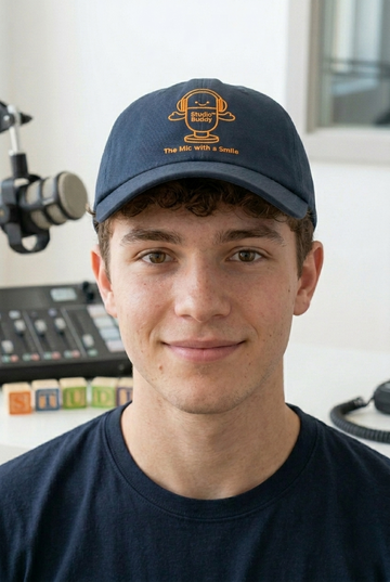 Yellow Studio Buddy™ Kids Embroidered Hat | Cute Microphone Youth Baseball Cap